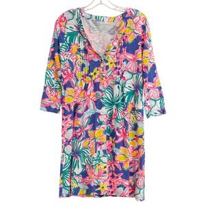 Lilly Pulitzer Amberly Swing Dress "Iris Blue Casa Azul" Bright Floral Sz S